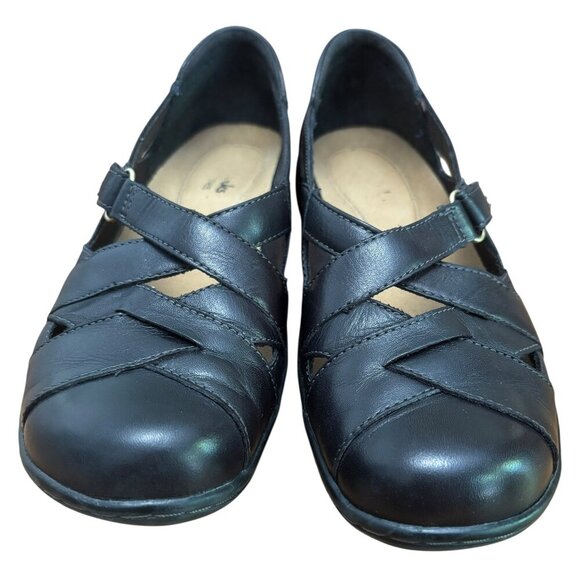 CLARKS Bendables Ashland Flats Black Womens Size 7 Medium Leather Upper EUC - Picture 2 of 8
